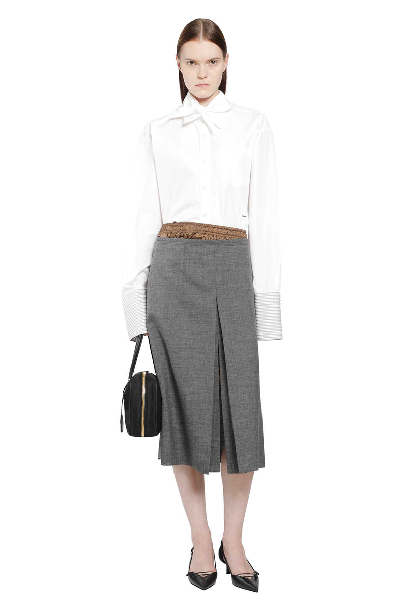 PRADA Layered Cotton Shirt with Bow woman