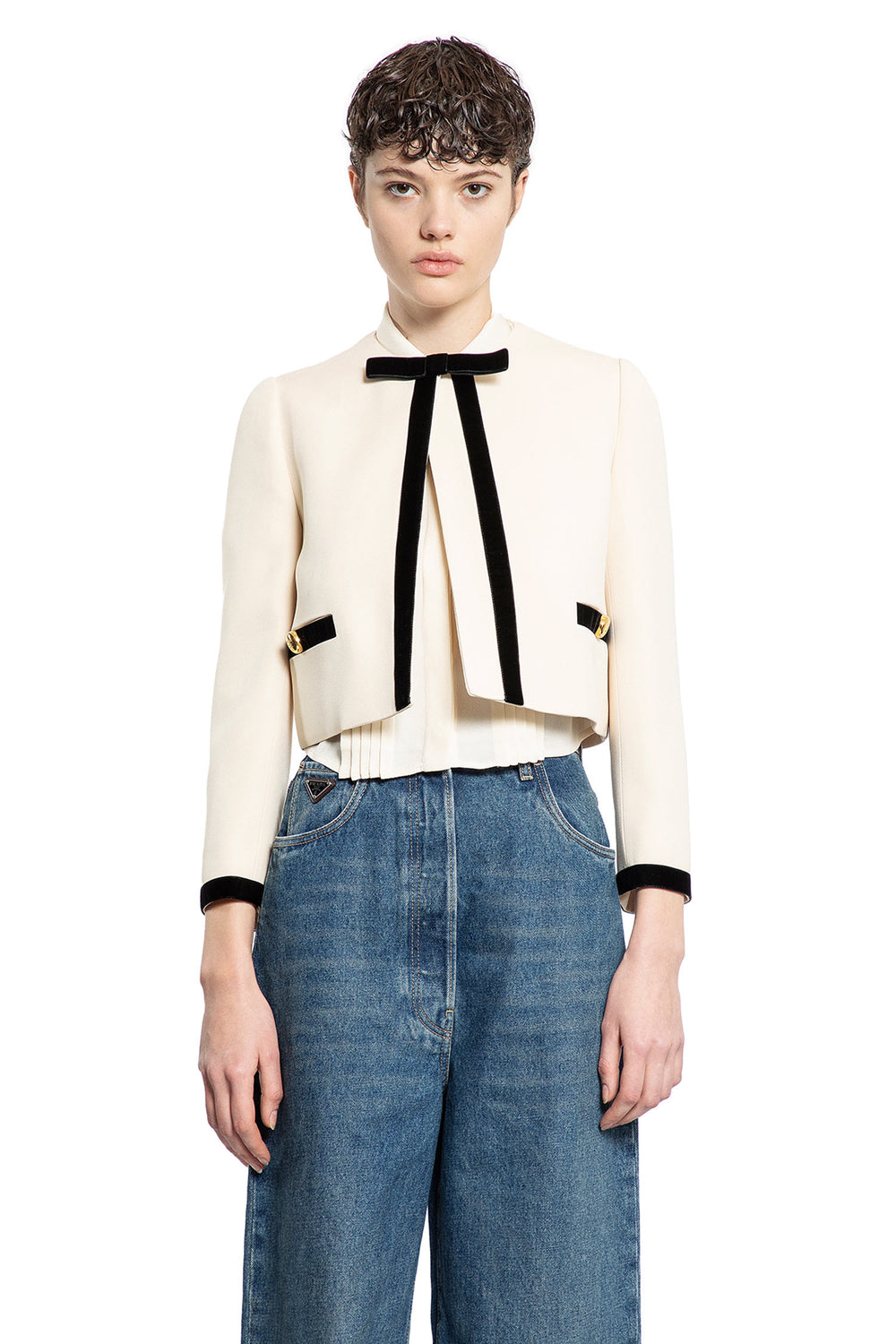 PRADA WOMAN OFF-WHITE JACKETS