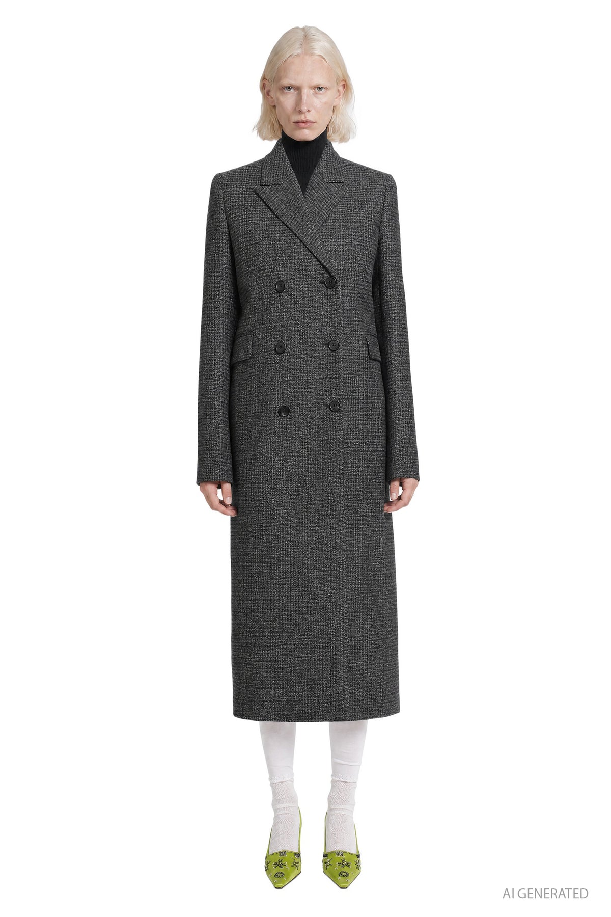 PRADA Double-Breasted Gingham Check Wool Coat woman