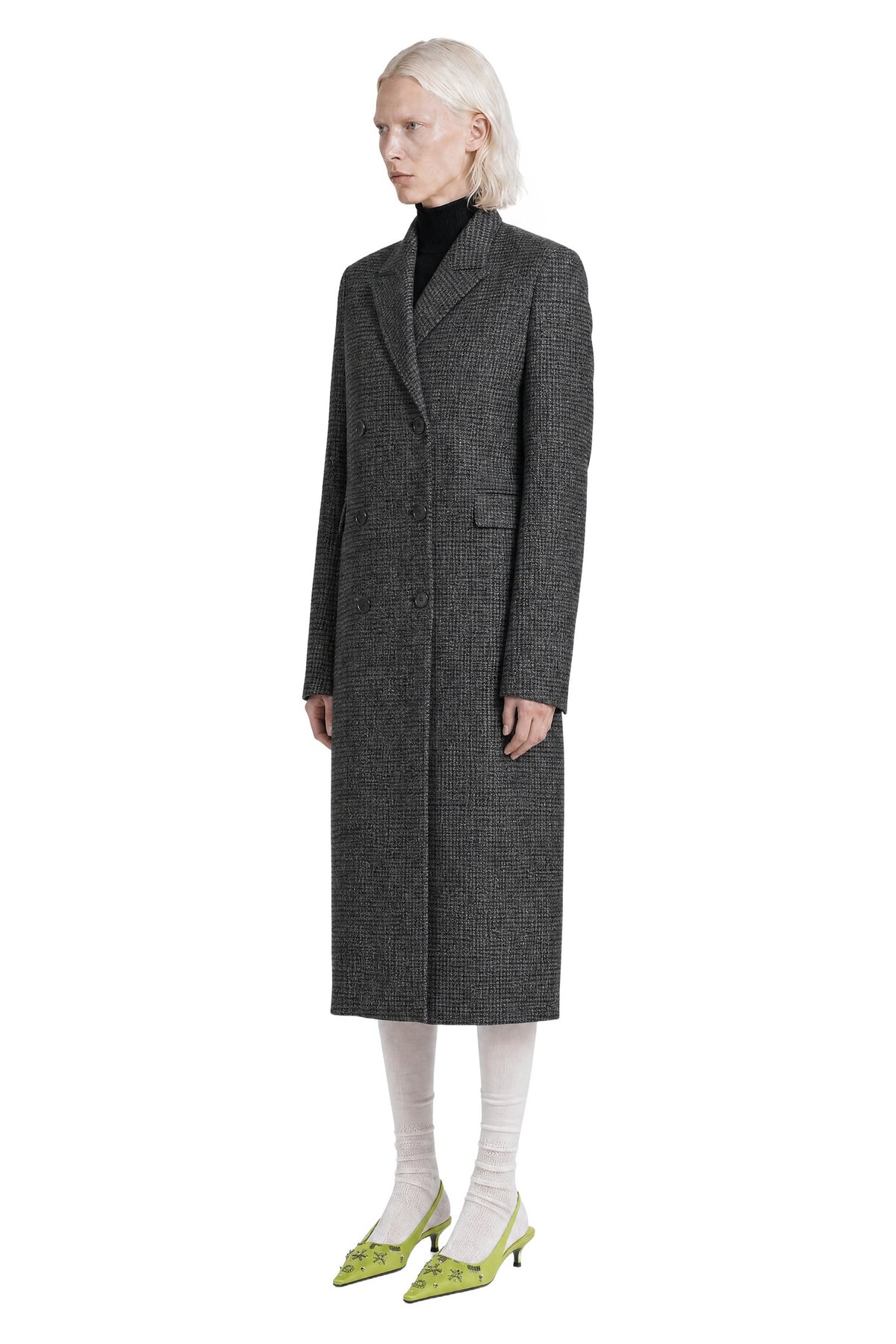 PRADA Double-Breasted Gingham Check Wool Coat woman