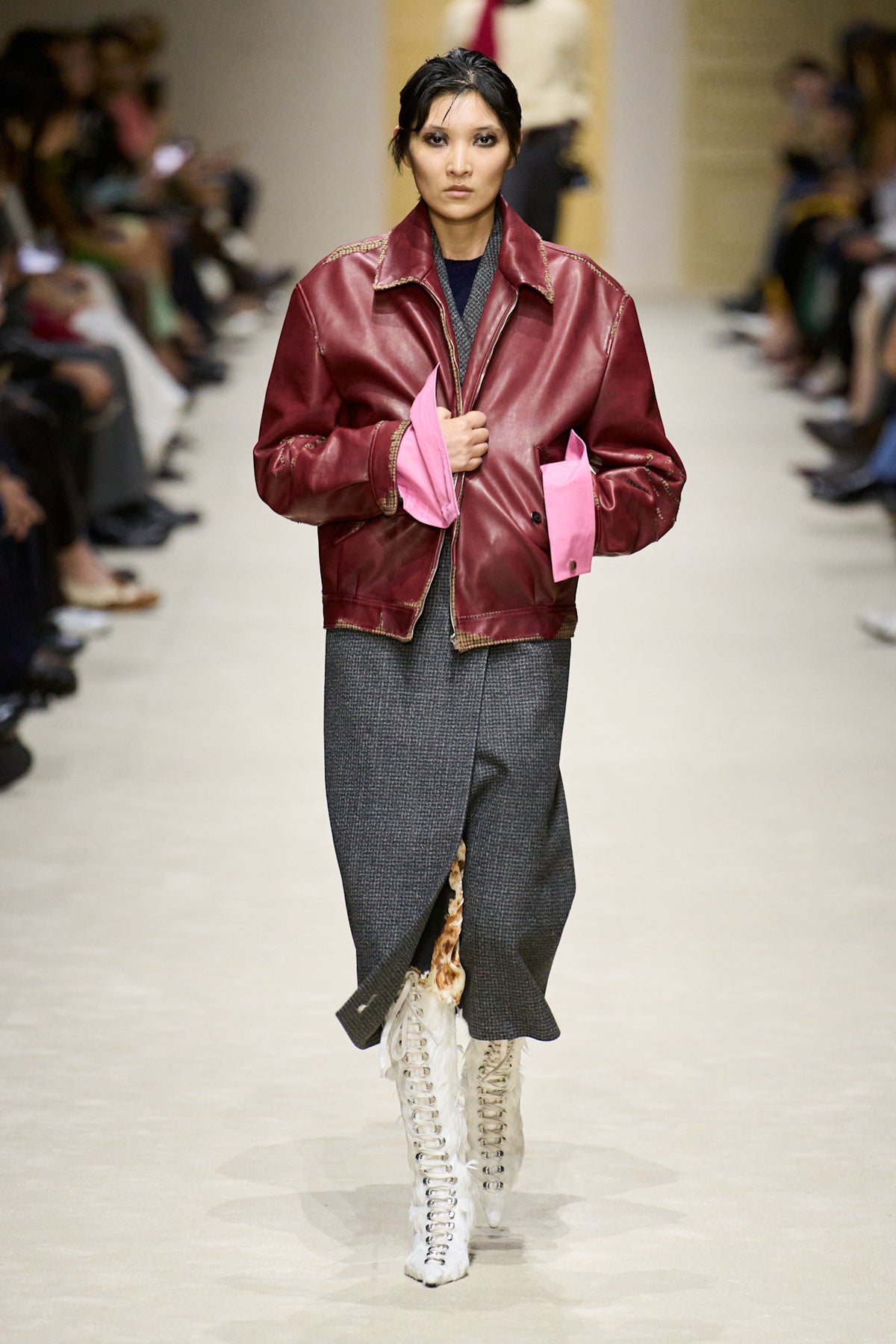 PRADA Double-Breasted Gingham Check Wool Coat woman