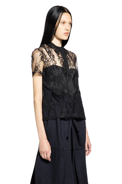 PRADA WOMAN BLACK T-SHIRTS & TANK TOPS