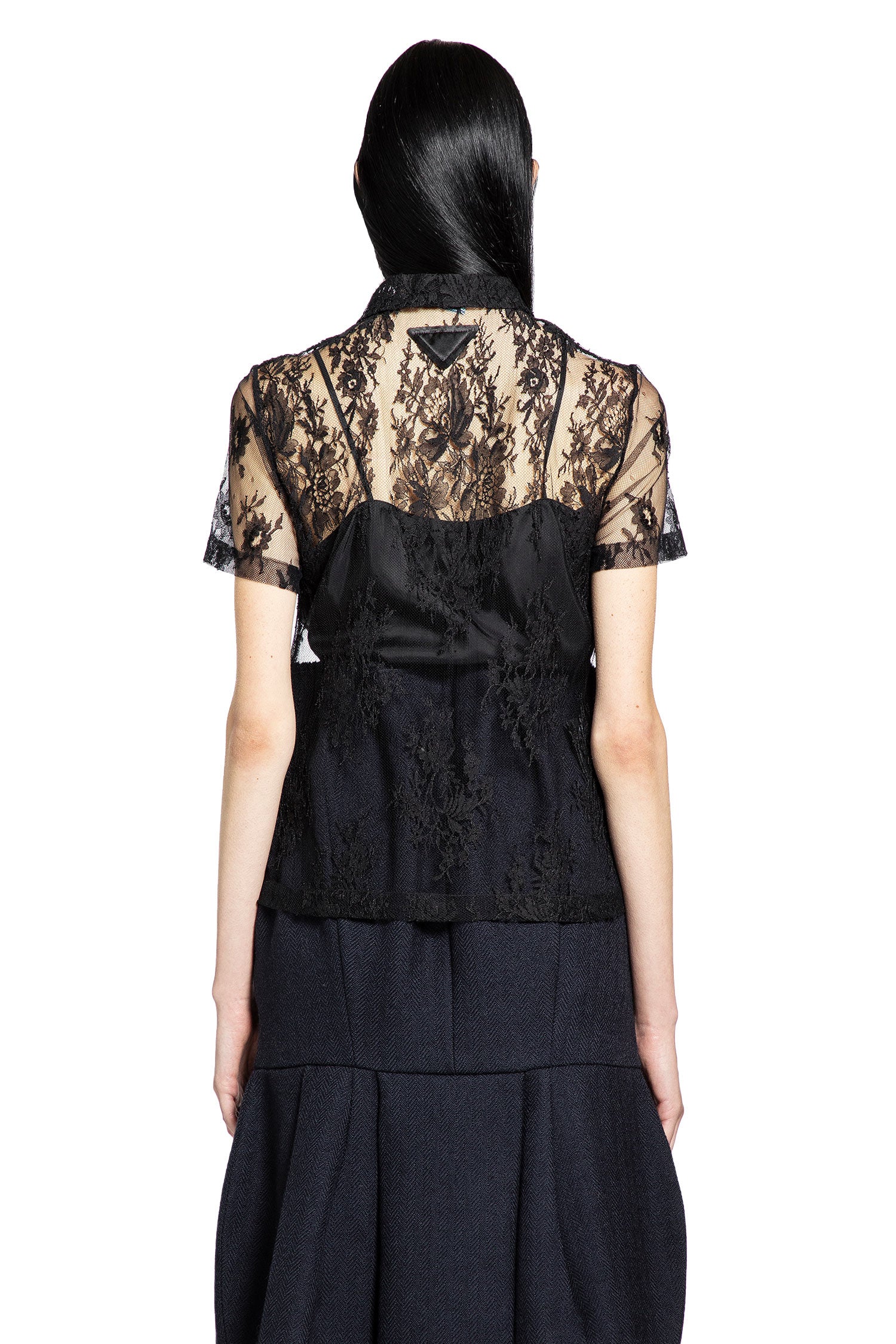 PRADA WOMAN BLACK T-SHIRTS & TANK TOPS