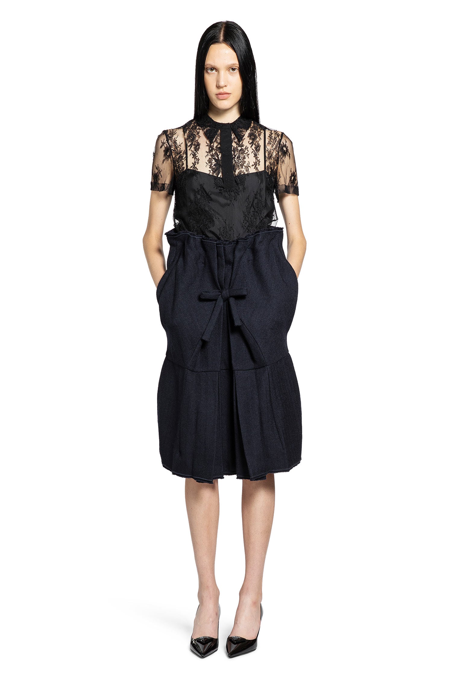PRADA WOMAN BLACK T-SHIRTS & TANK TOPS