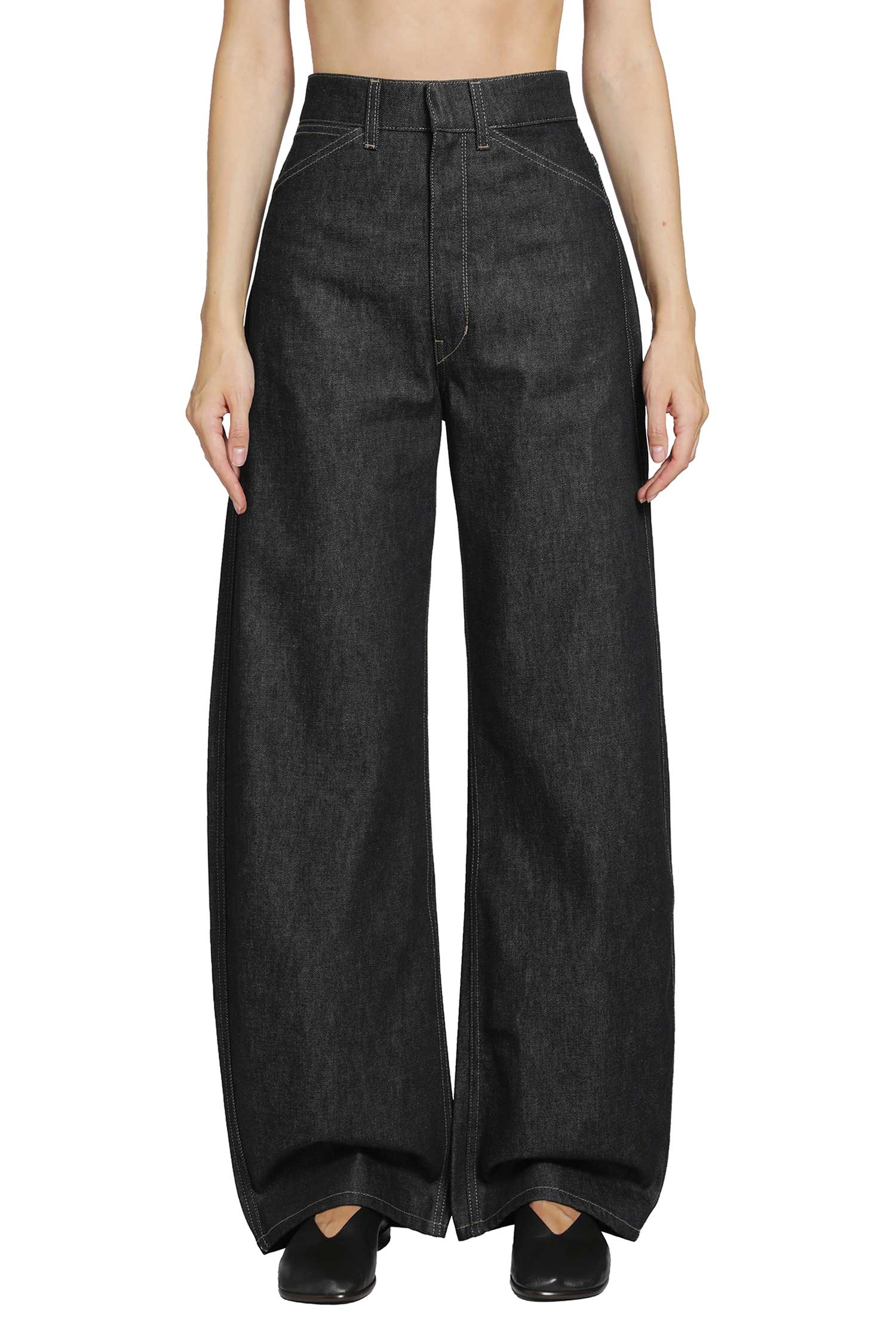 LEMAIRE Denim High waisted Curved Pants woman