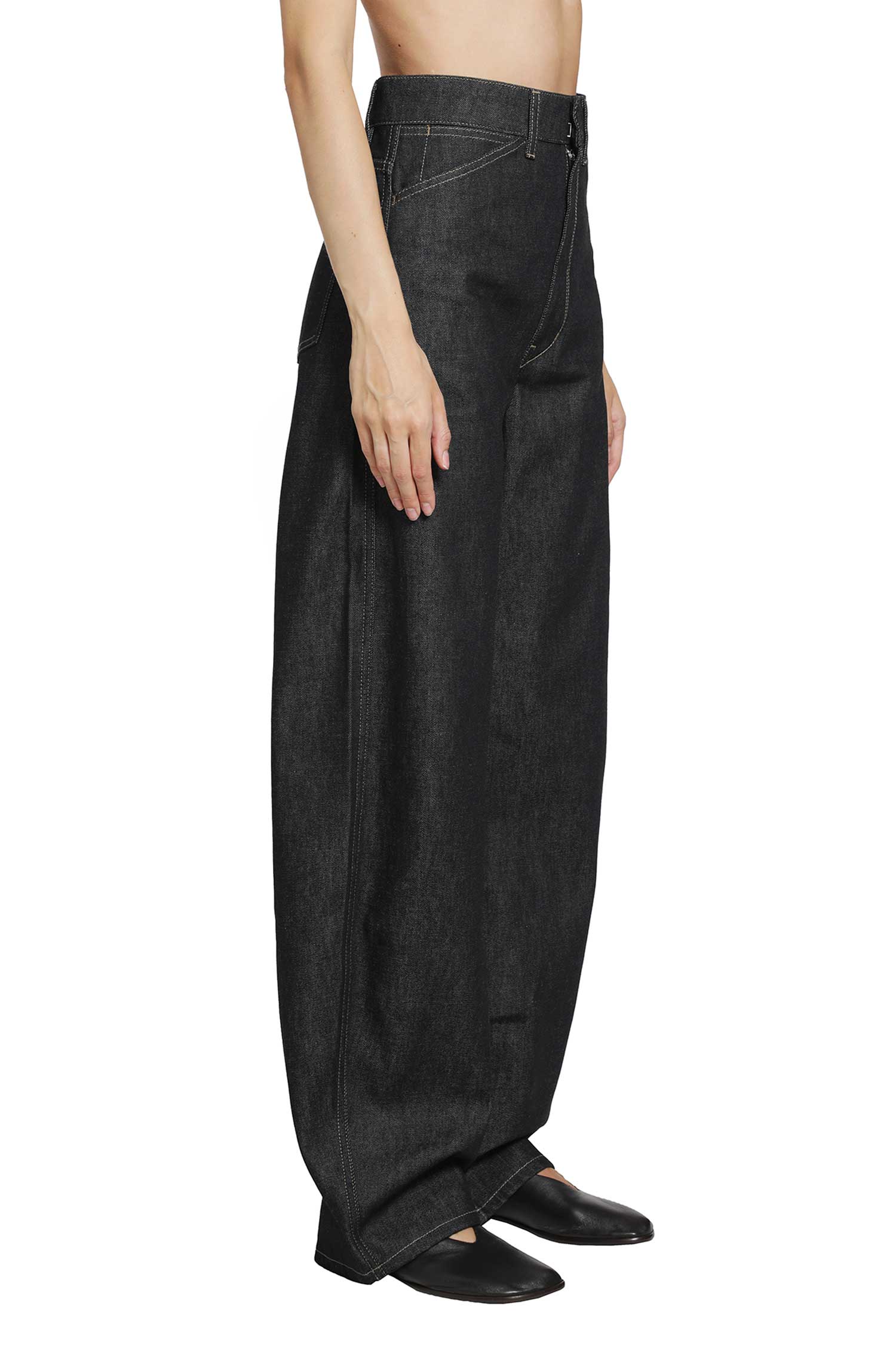 LEMAIRE Denim High waisted Curved Pants woman
