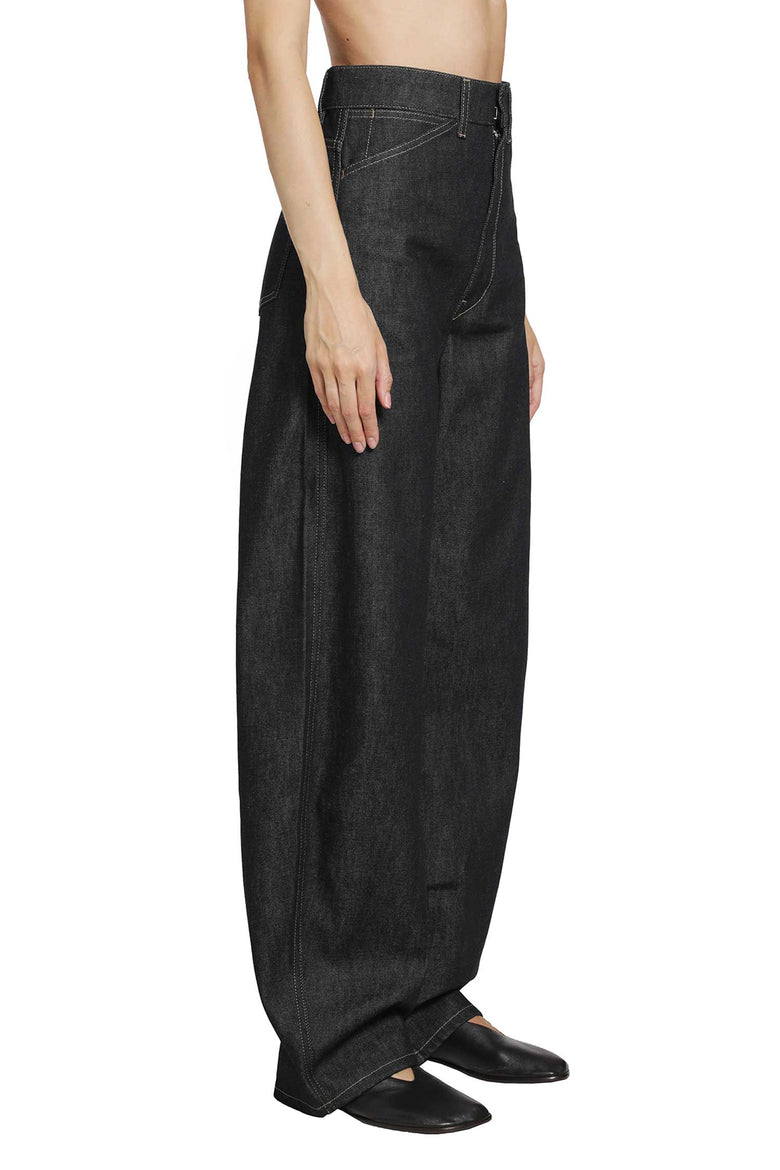 LEMAIRE Denim High waisted Curved Pants woman