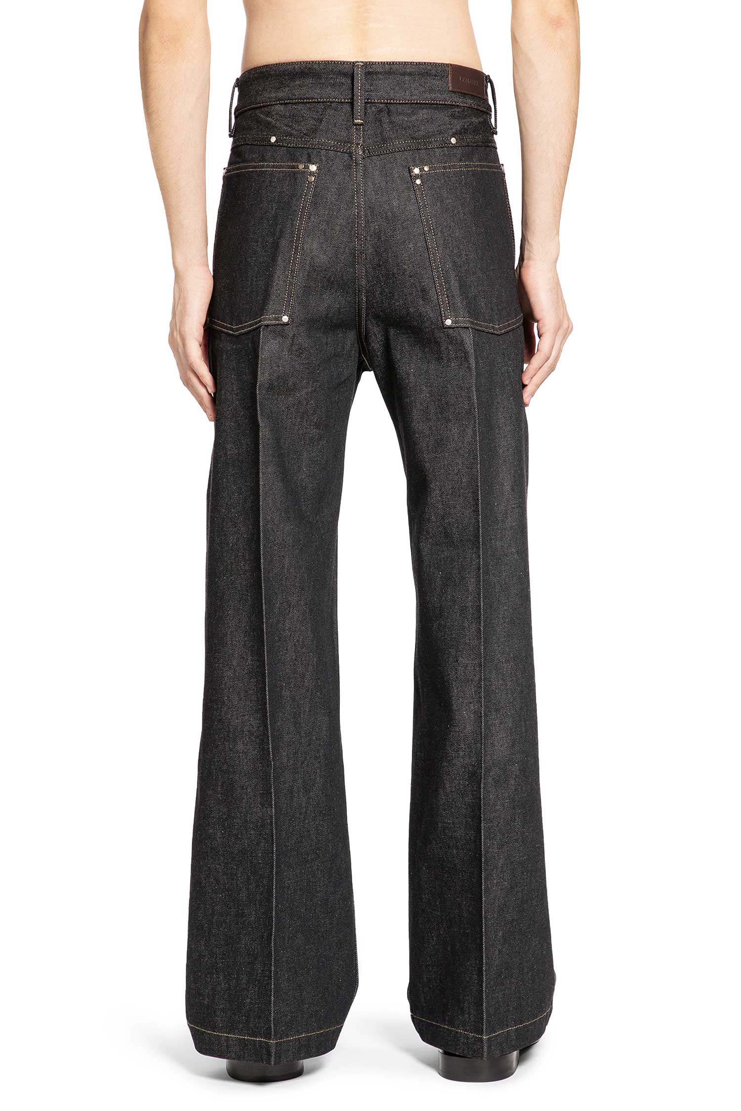 Wide Denim Pants with Studs