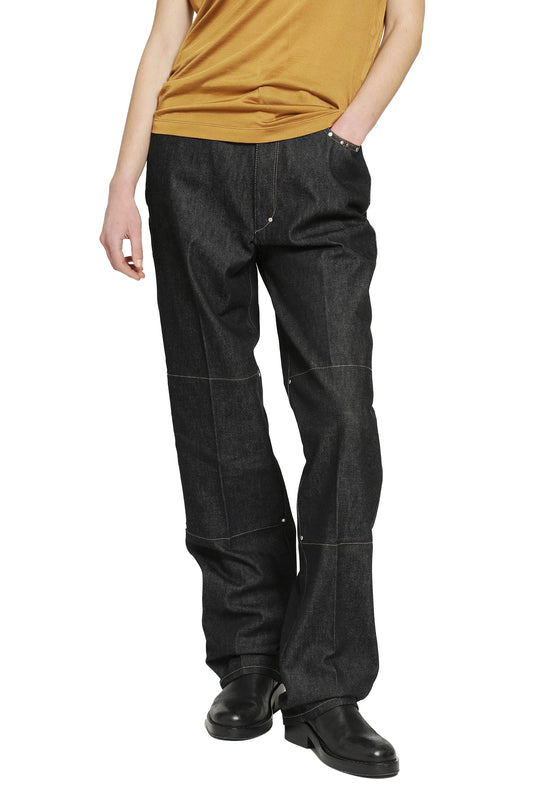 High-Waisted Straight Pants with Studs
