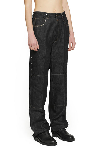 High-Waisted Straight Pants with Studs