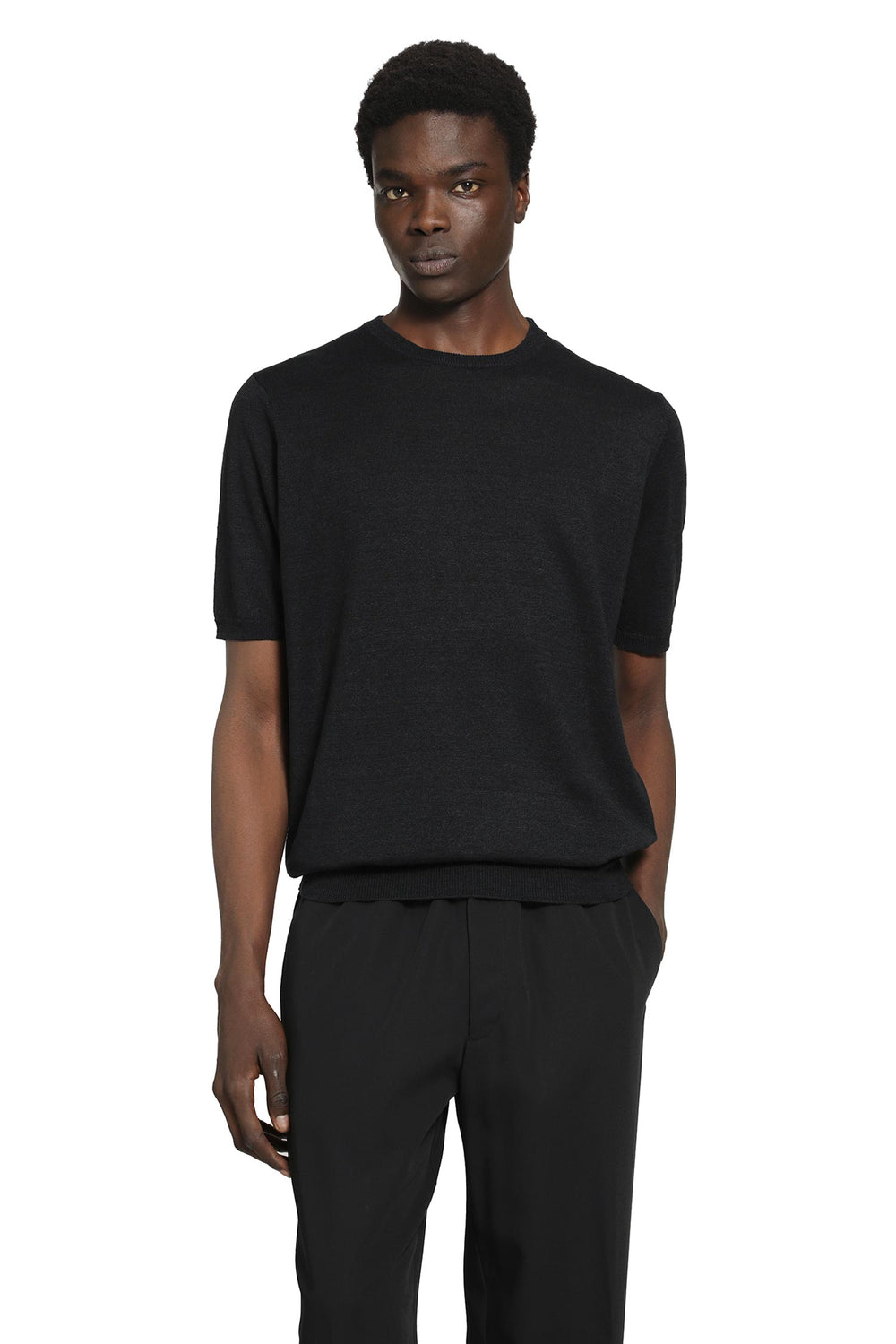 LARDINI Cotton Linen Jacquard Knit T-Shirt man