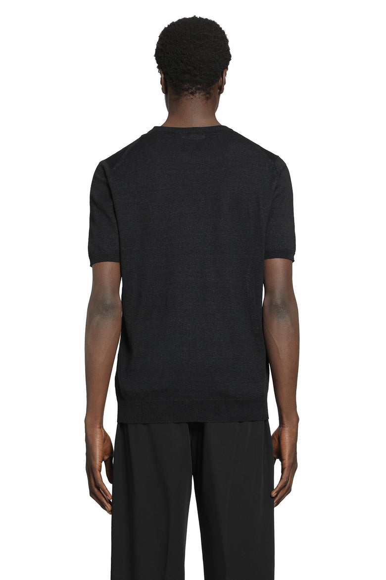 LARDINI Cotton Linen Jacquard Knit T-Shirt man