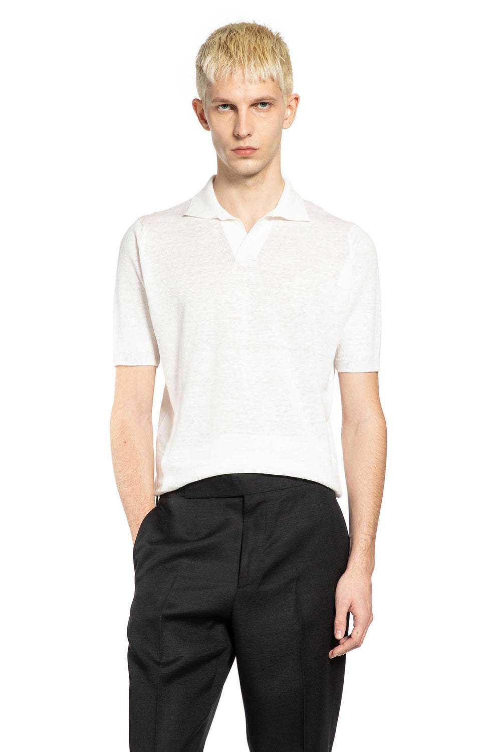 LARDINI Cotton Linen Knit Polo man