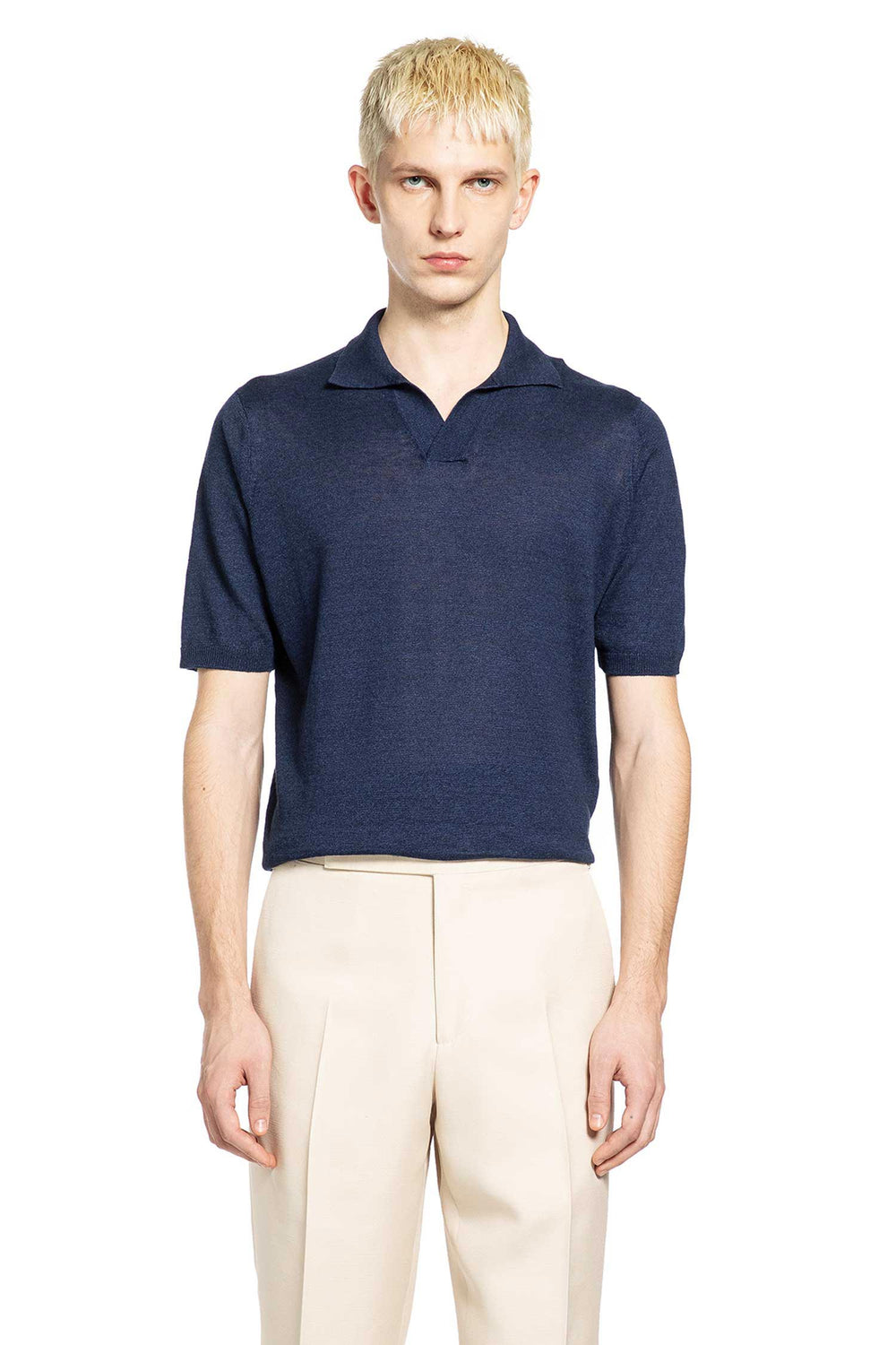 LARDINI Cotton Linen Knit Polo man
