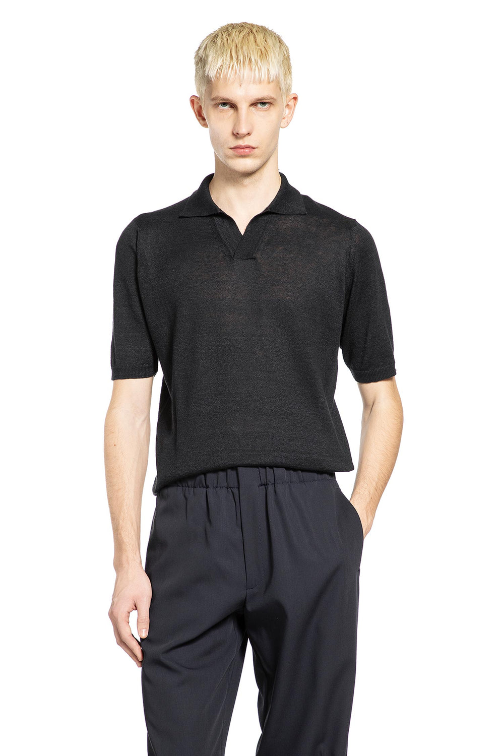 LARDINI Cotton Linen Knit Polo man