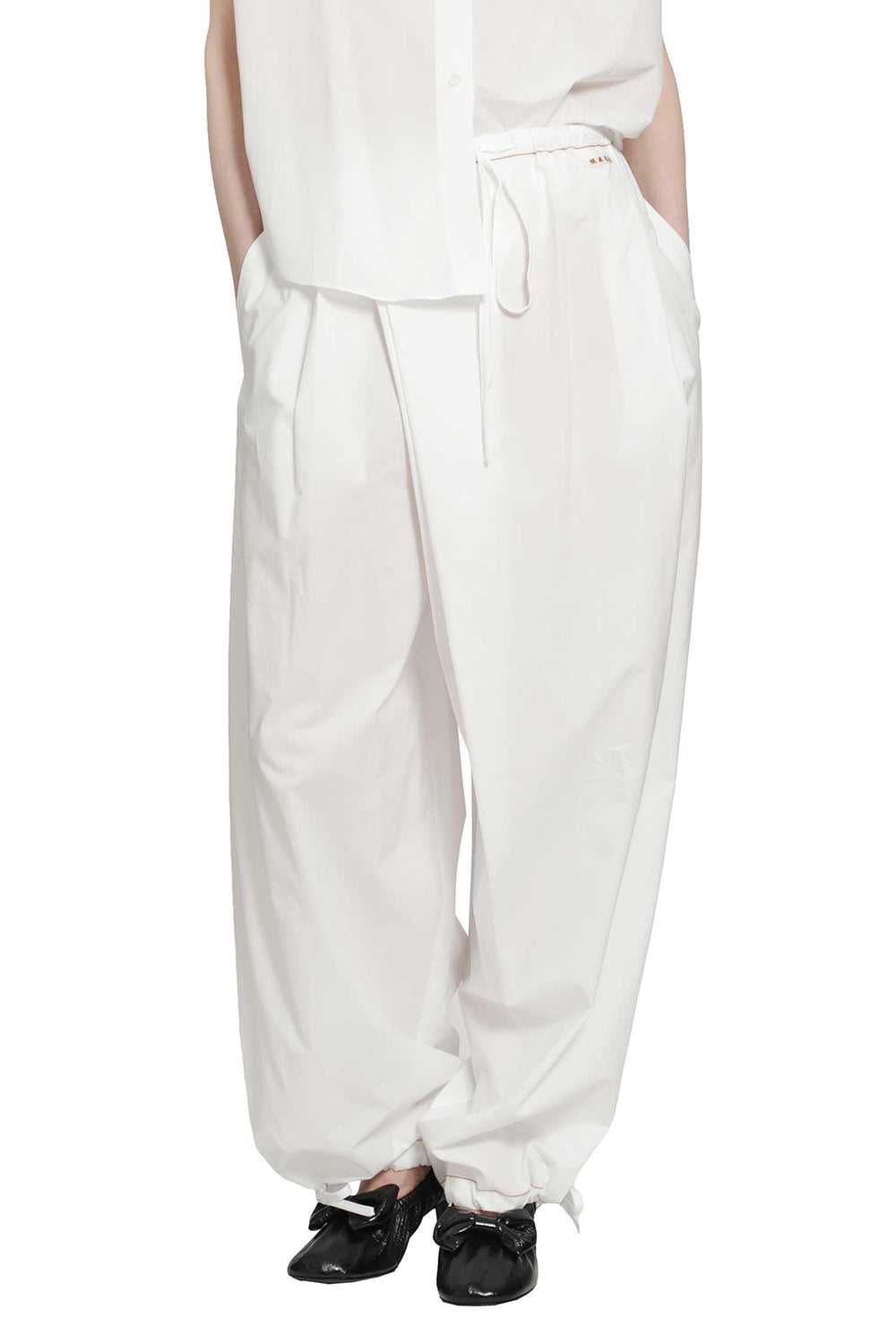 MARNI Cotton Poplin Drawstring Trousers woman