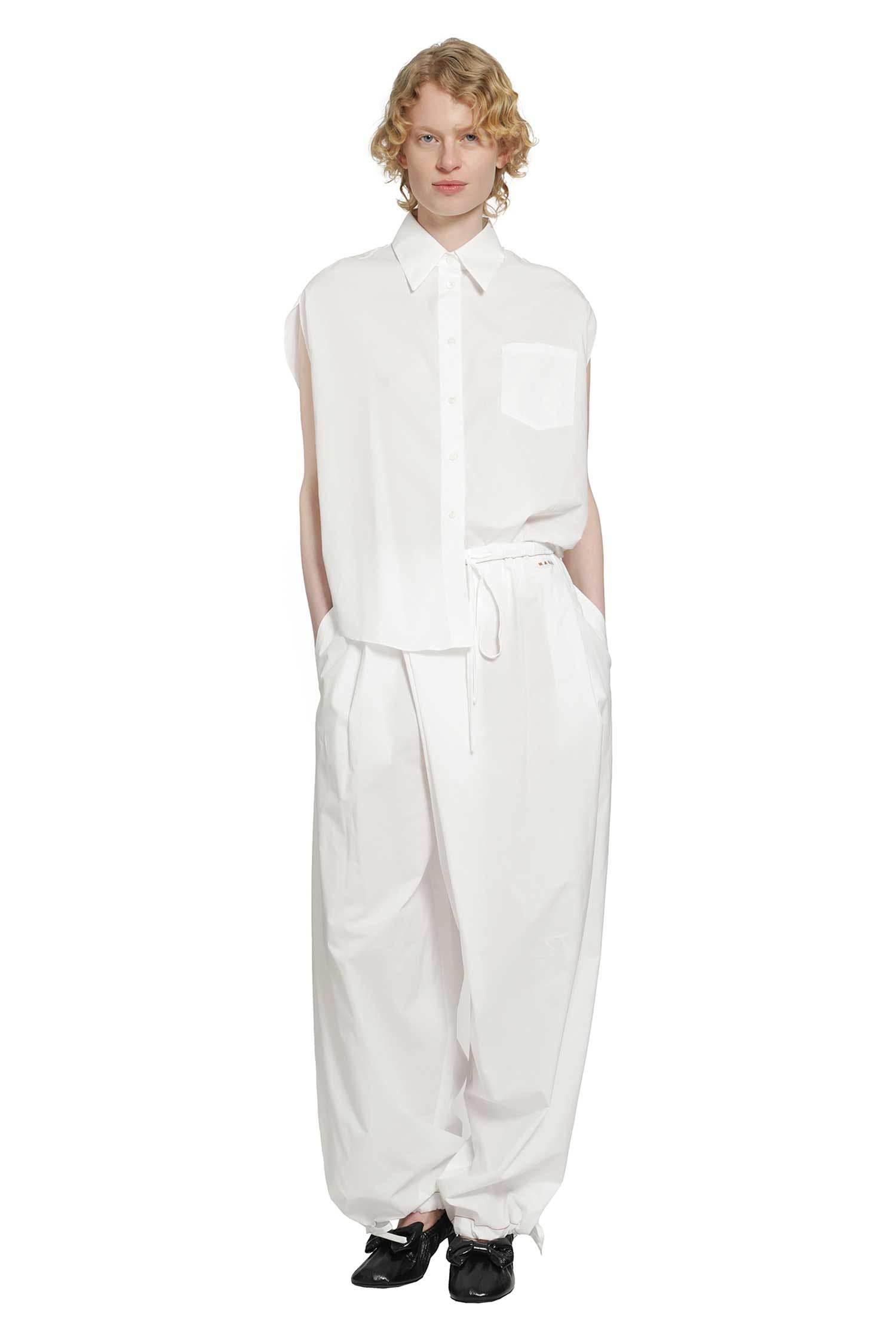 MARNI Cotton Poplin Drawstring Trousers woman