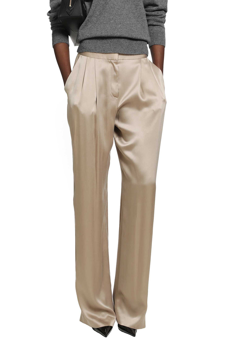 TOM FORD Silk Satin Souble Pleat Pants woman