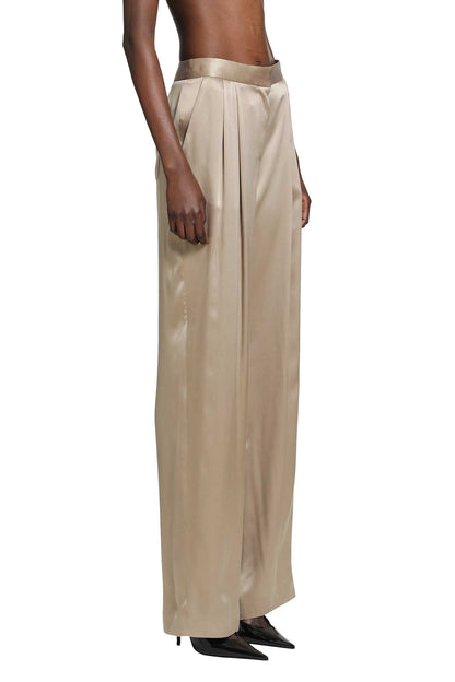 Silk Satin Double Pleat Pants