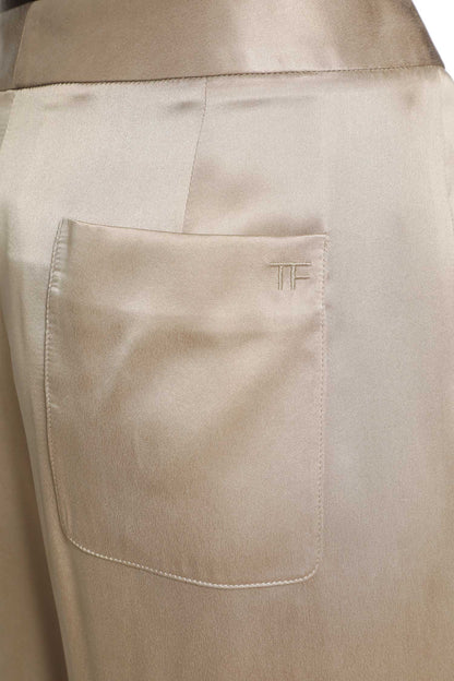 Silk Satin Double Pleat Pants