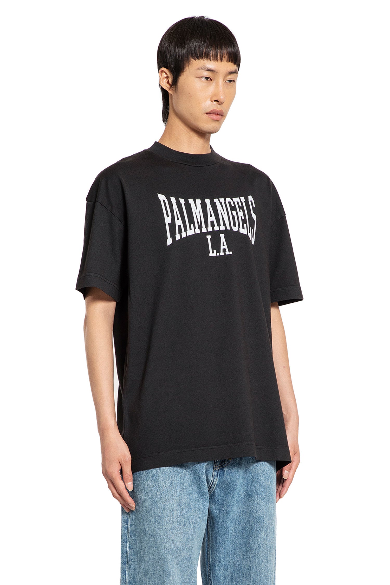 PALM ANGELS MAN BLACK T-SHIRTS & TANK TOPS