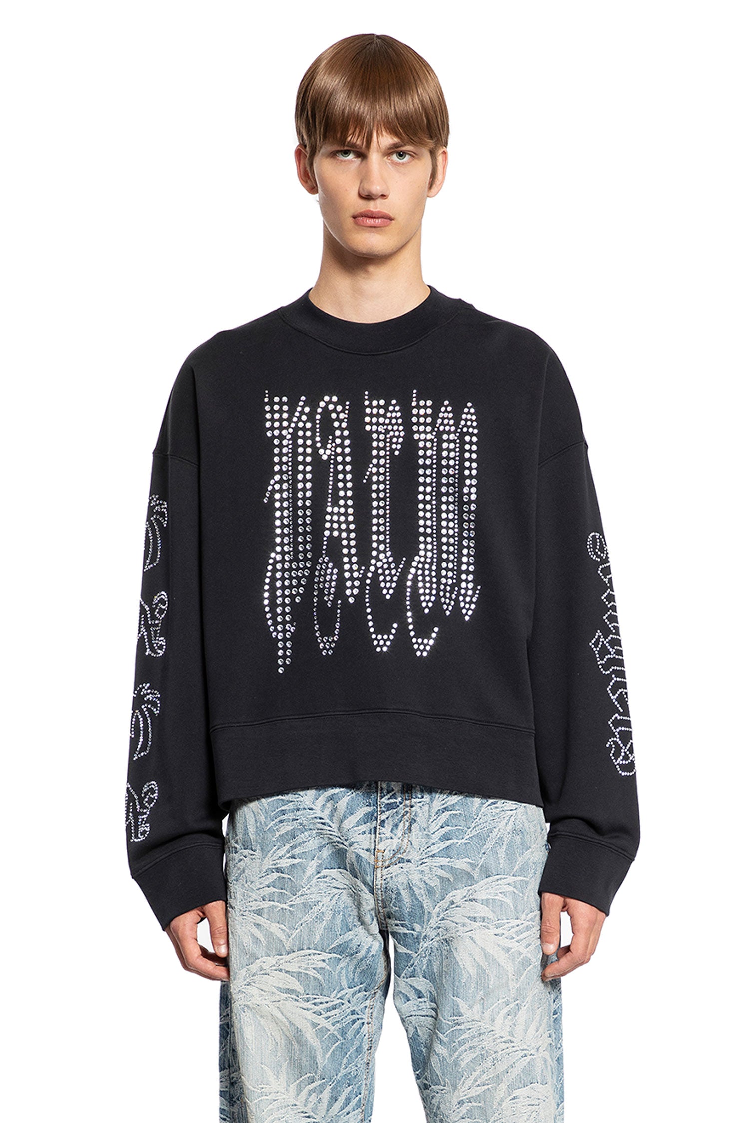 PALM ANGELS MAN BLACK SWEATSHIRTS