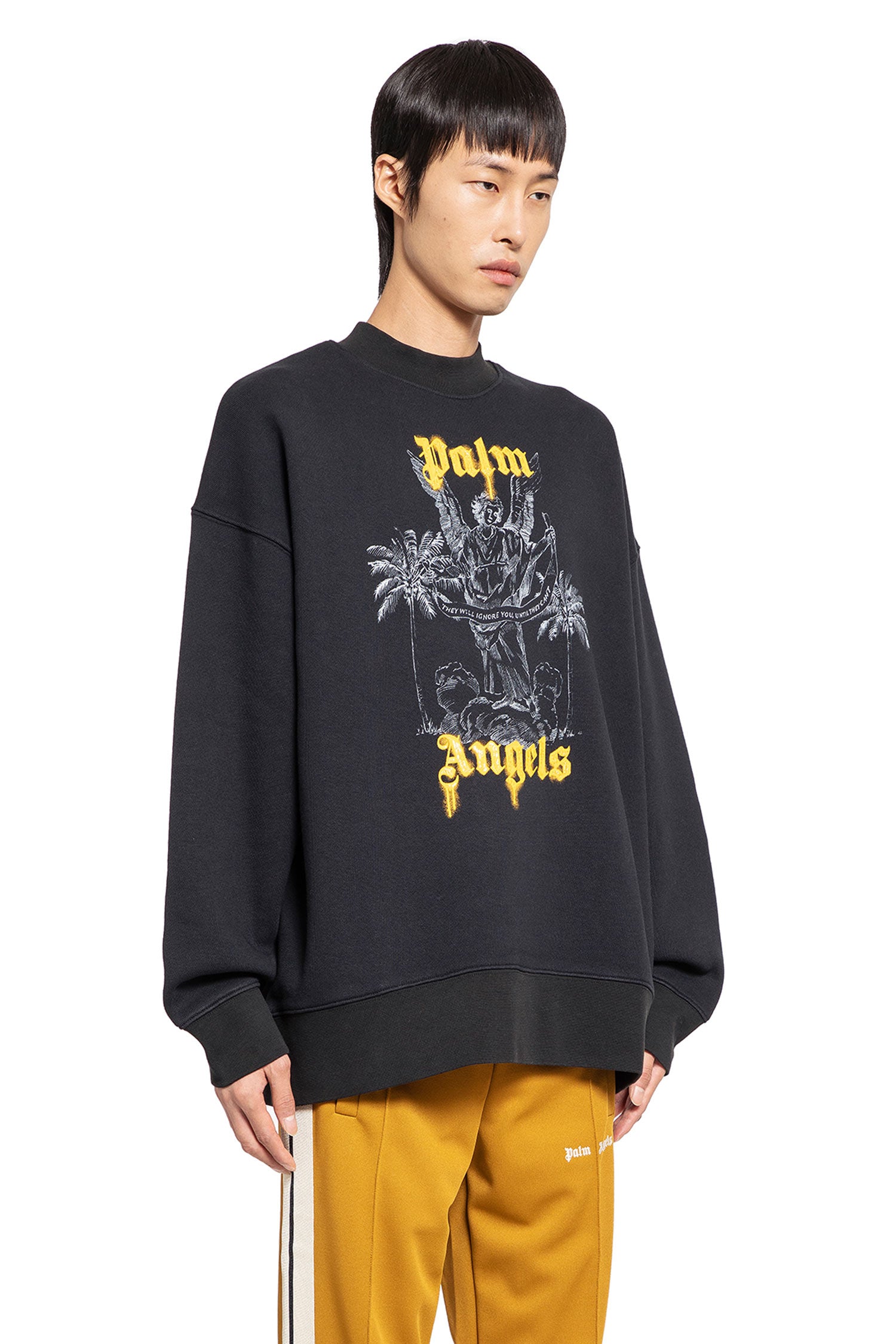 PALM ANGELS MAN BLACK SWEATSHIRTS