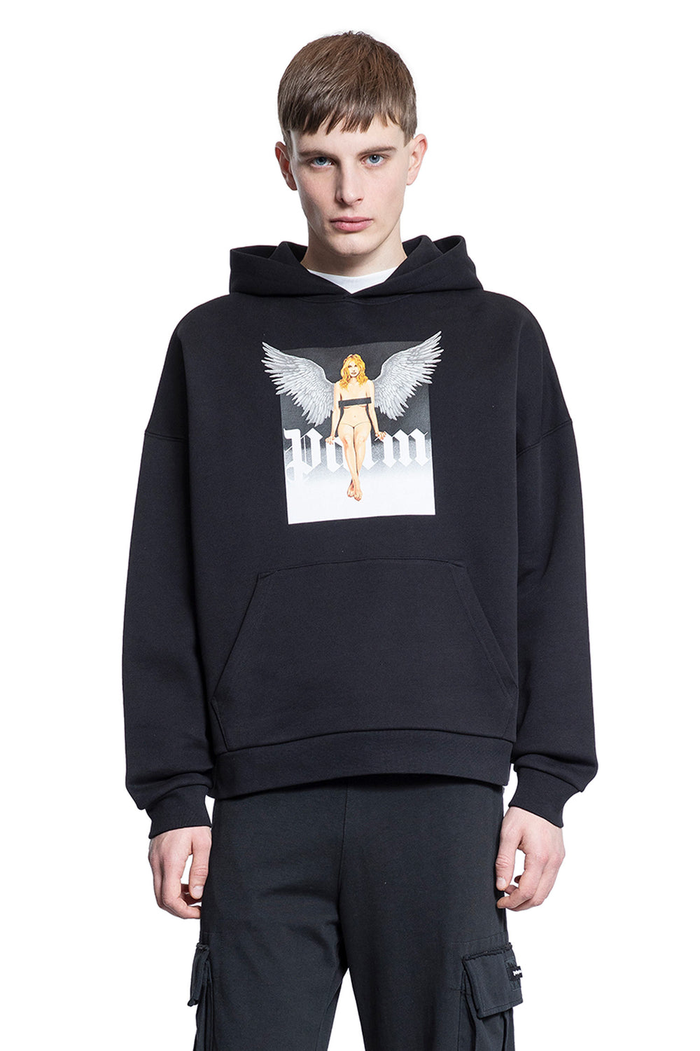 PALM ANGELS MAN BLACK SWEATSHIRTS