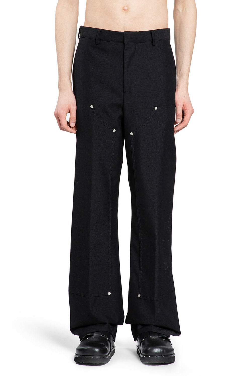 PALM ANGELS MAN BLACK TROUSERS