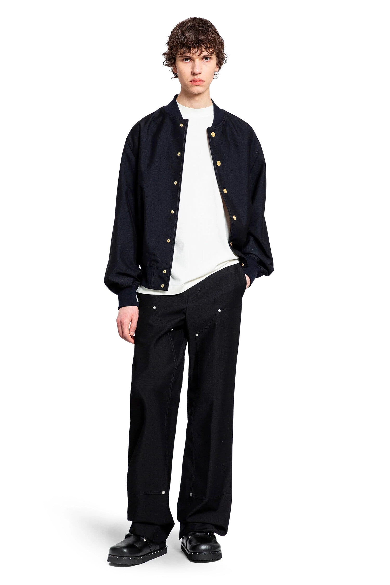 PALM ANGELS MAN BLACK TROUSERS