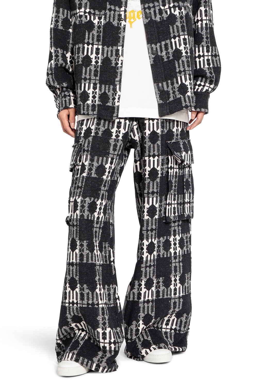 PALM ANGELS MAN BLACK&WHITE TROUSERS