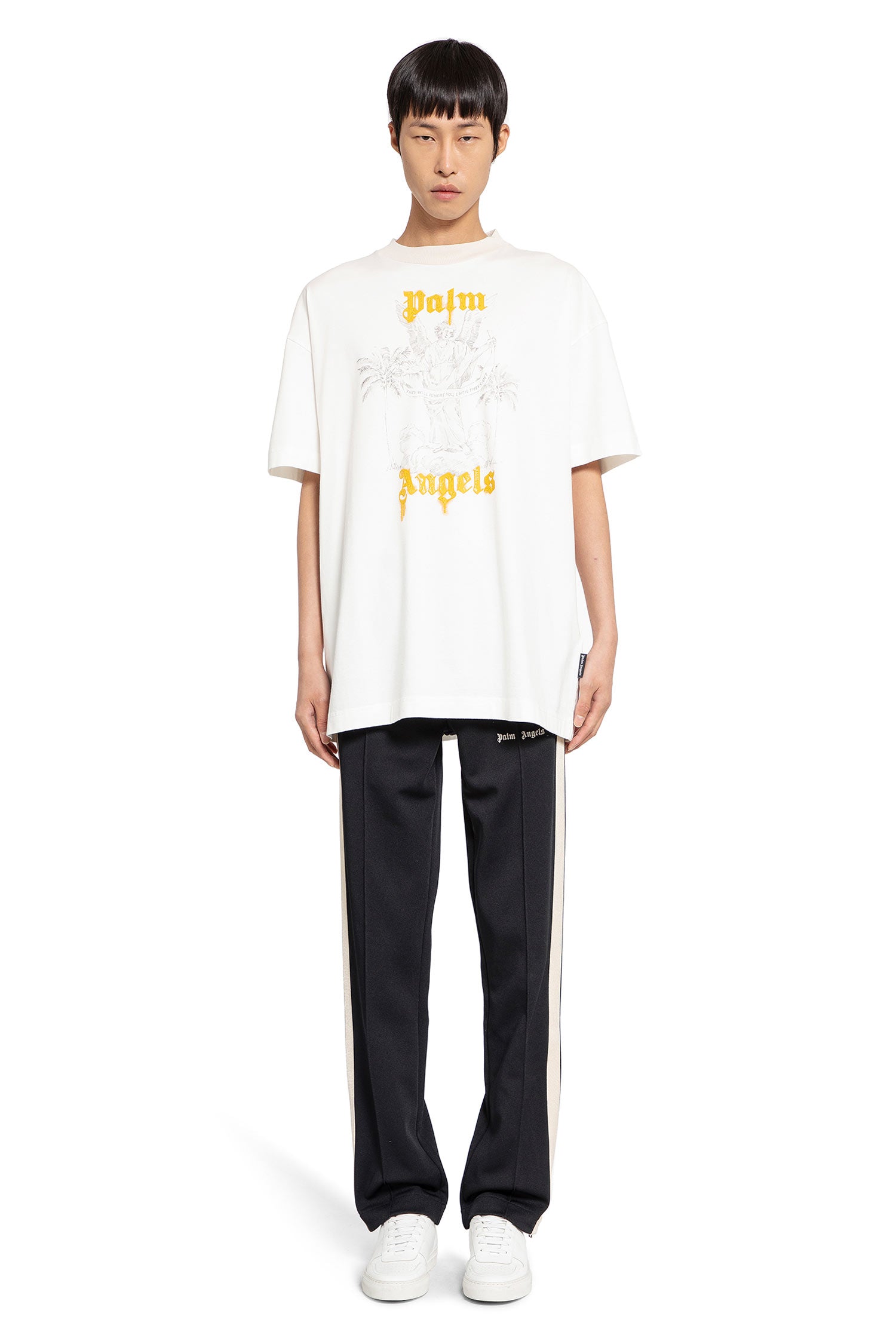 PALM ANGELS MAN BLACK TROUSERS