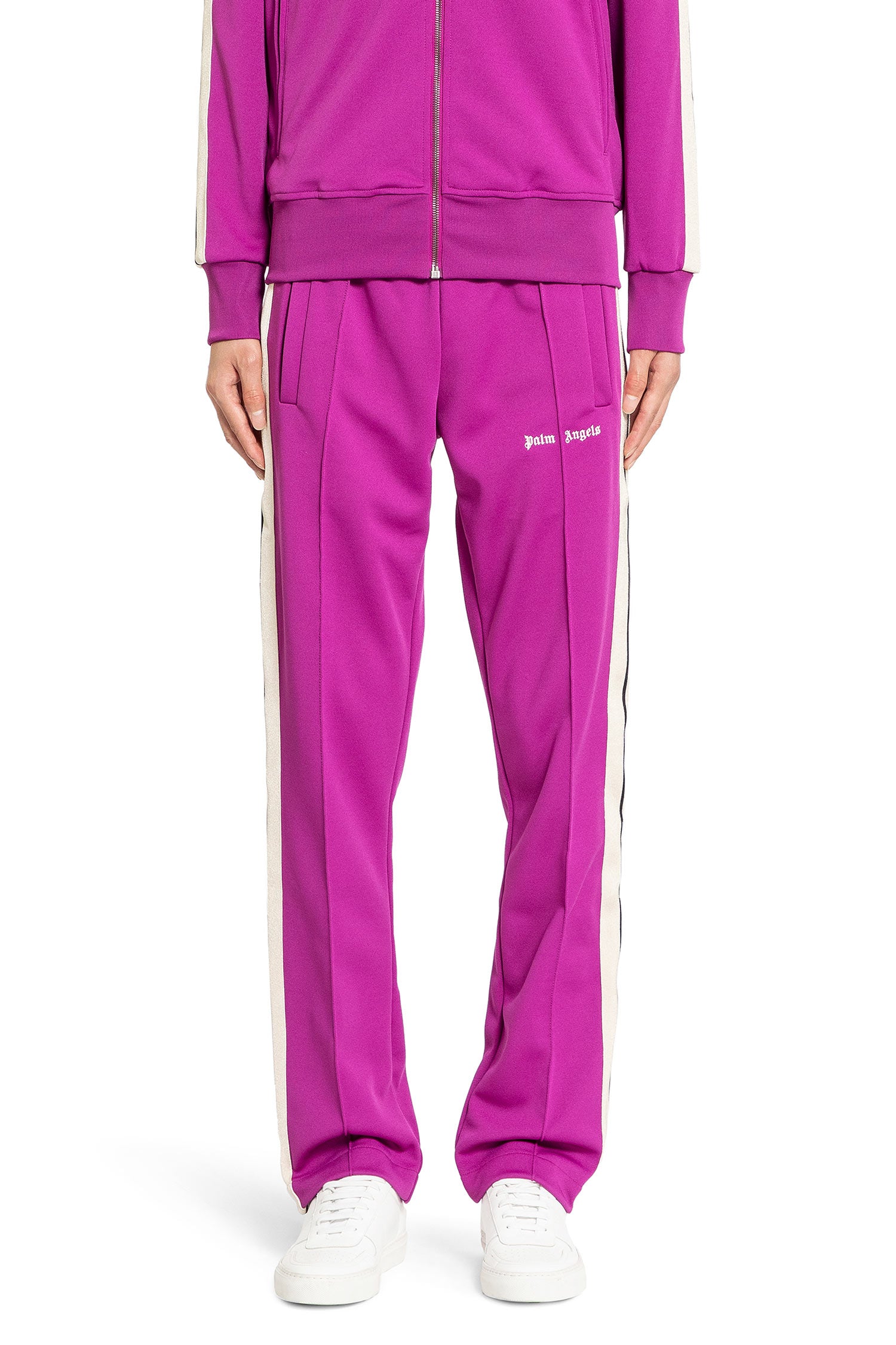 PALM ANGELS MAN PURPLE TROUSERS