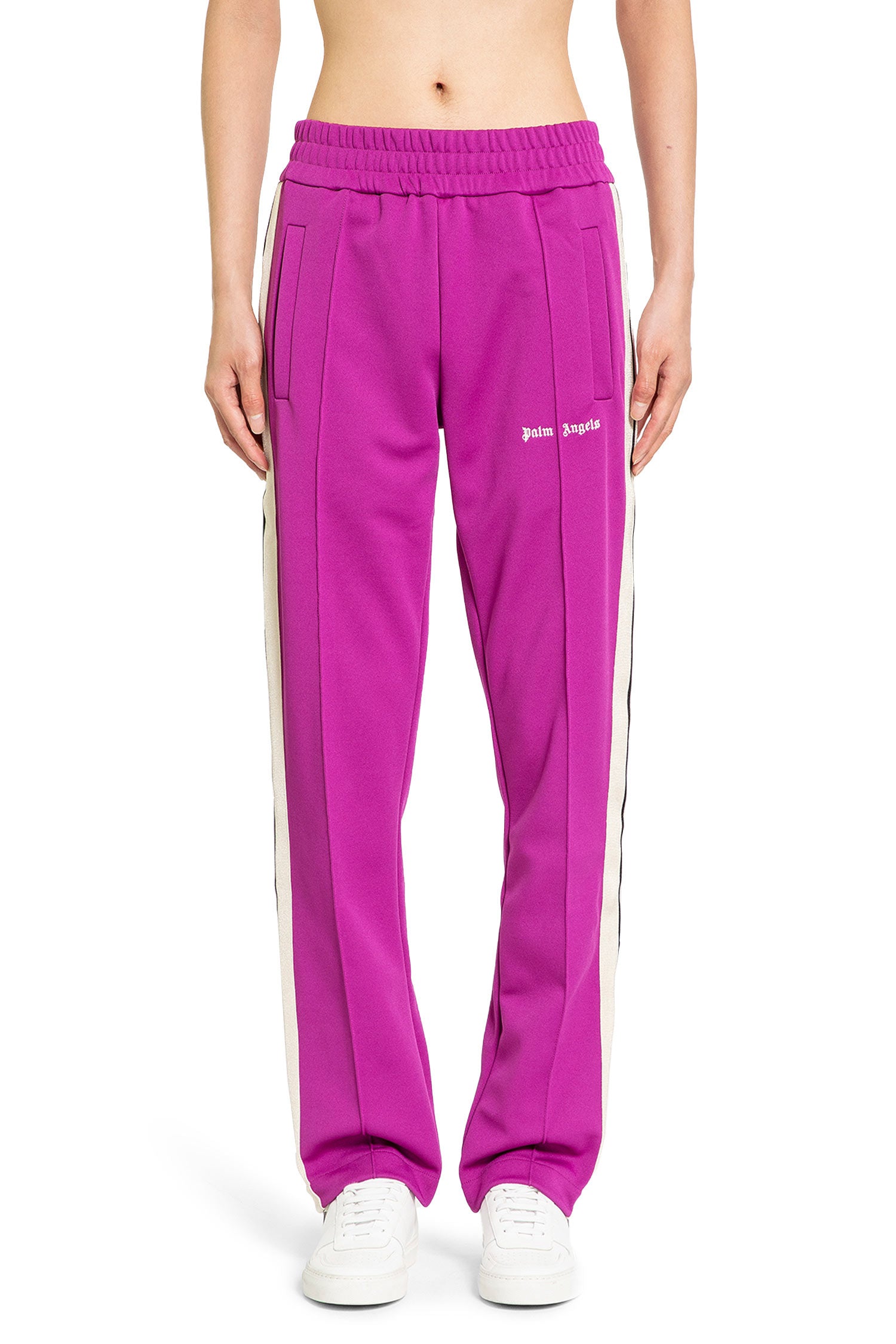 PALM ANGELS MAN PURPLE TROUSERS