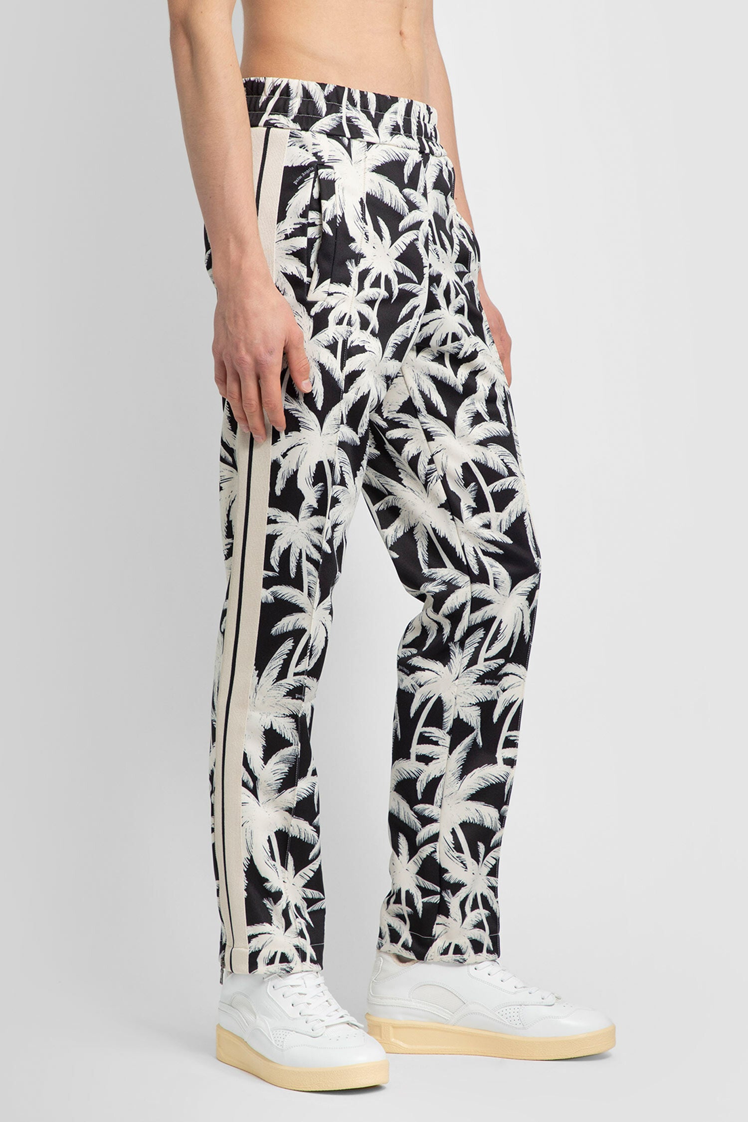 PALM ANGELS MAN BLACK&WHITE TROUSERS