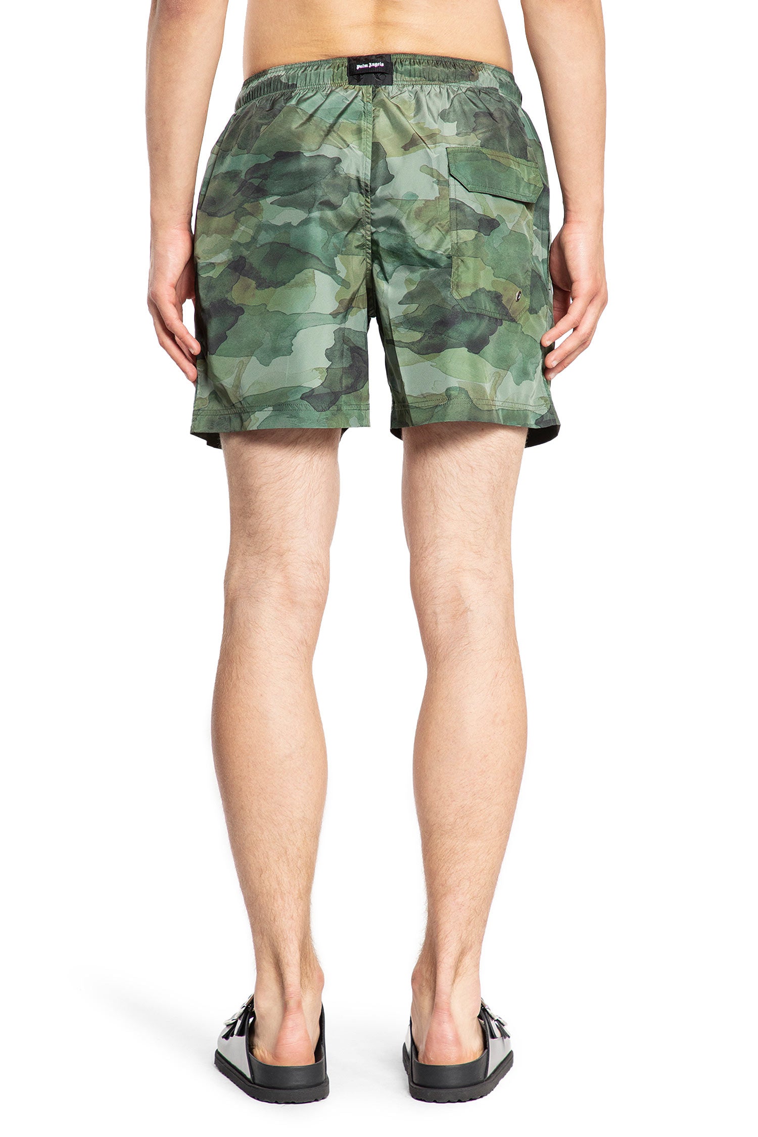 PALM ANGELS MAN GREEN SWIMWEAR