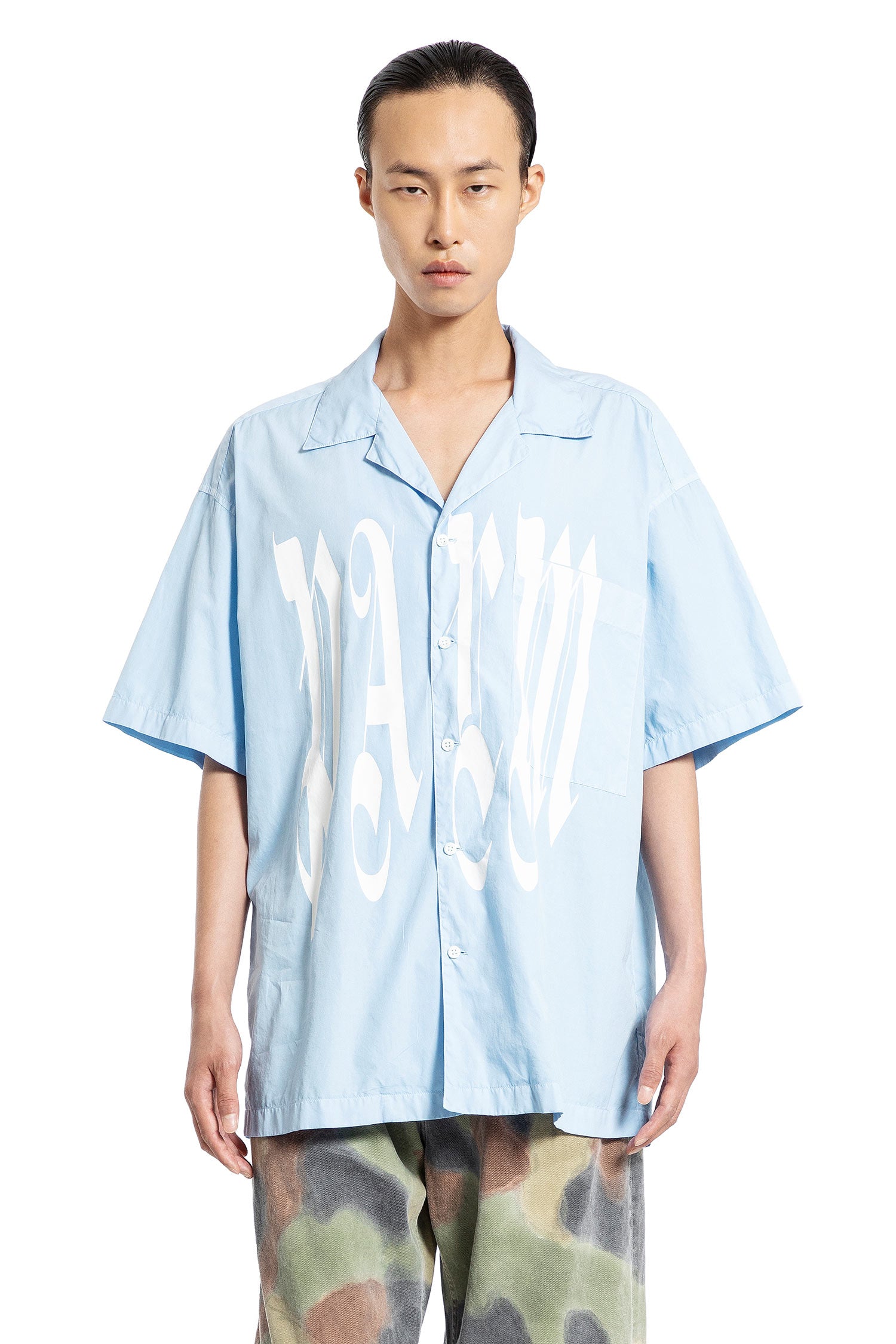 PALM ANGELS MAN BLUE SHIRTS