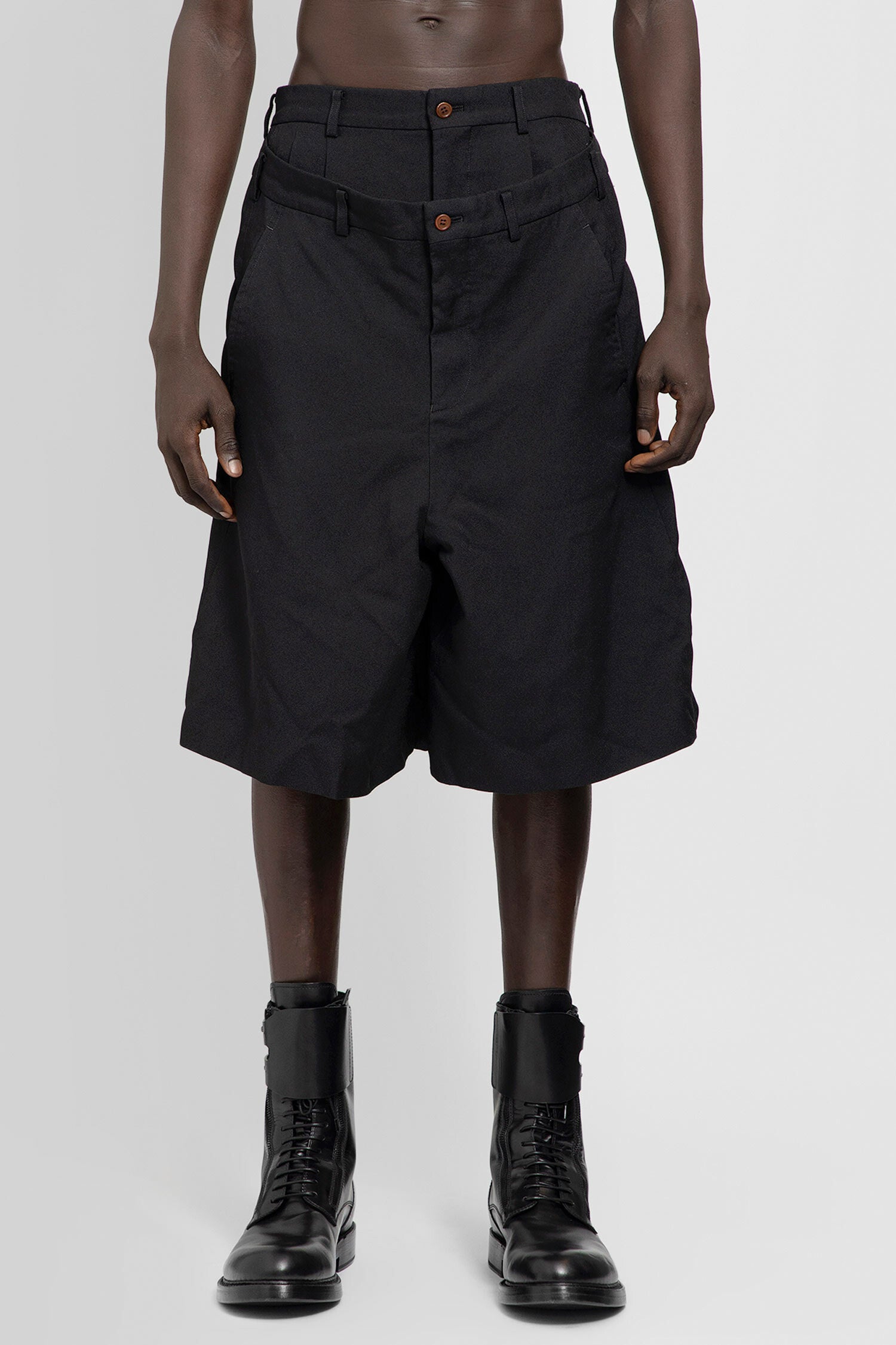 COMME DES GARCONS HOMME PLUS MAN BLACK SHORTS & SKIRTS