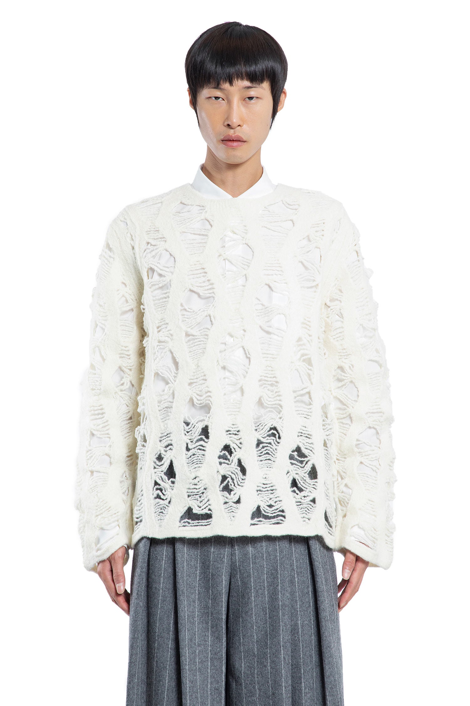 COMME DES GARCONS HOMME PLUS MAN OFF-WHITE KNITWEAR