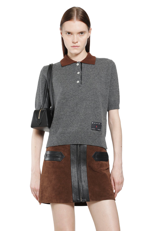 Cashmere Polo Shirt with Contrast Colour