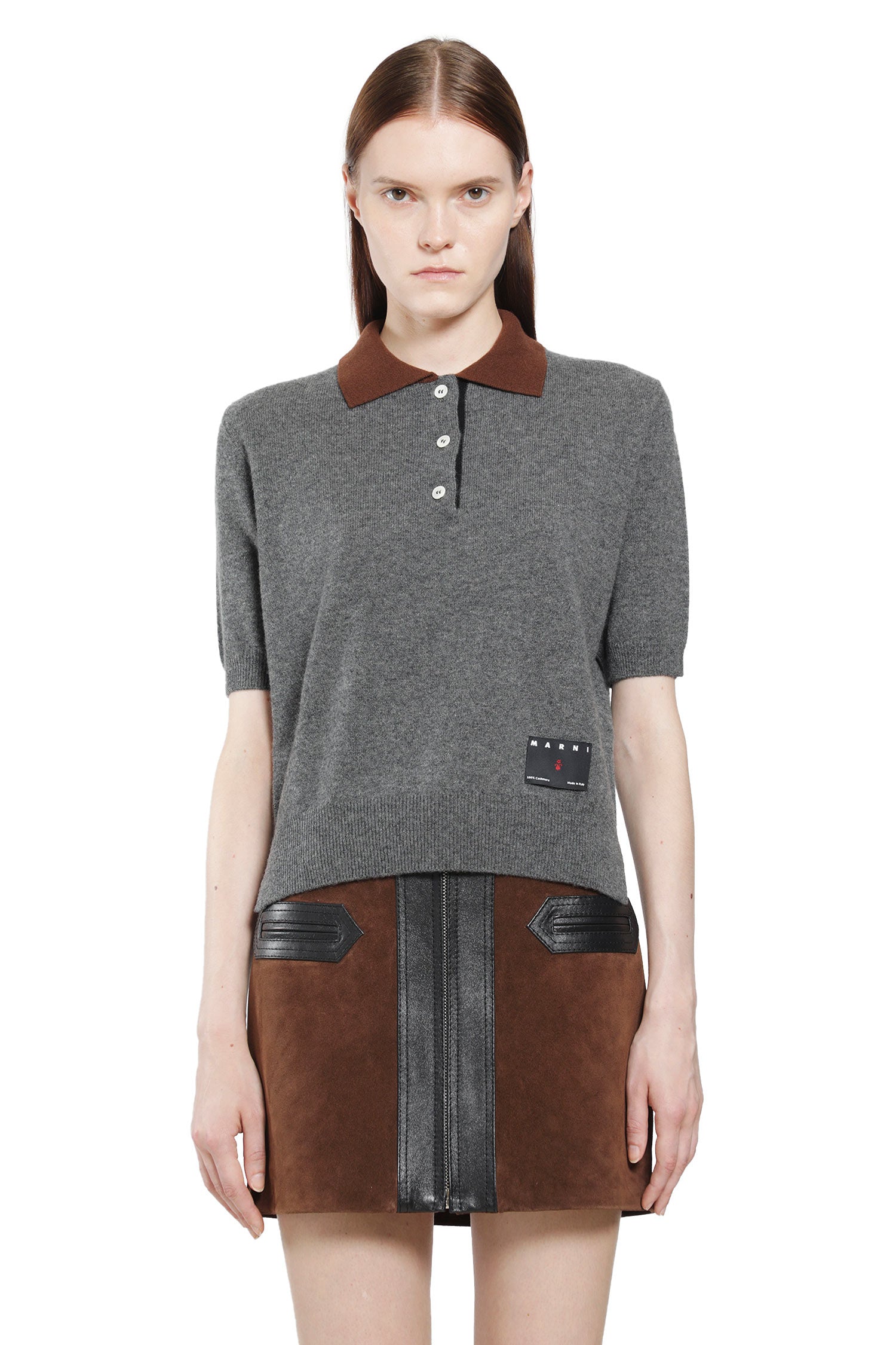 Cashmere Polo Shirt with Contrast Colour