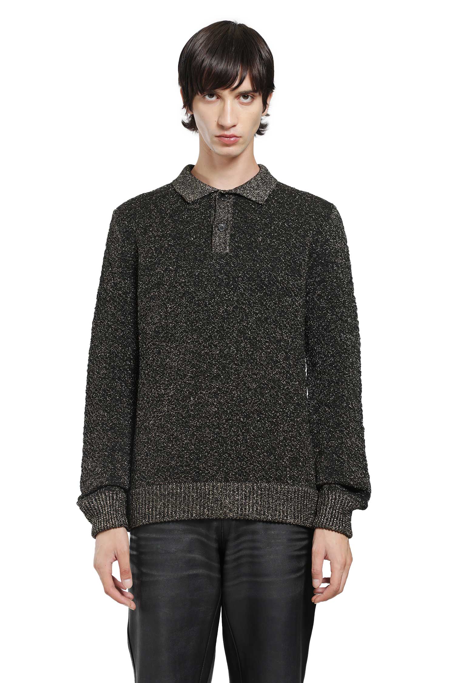 Lurex Wool Polo Sweater