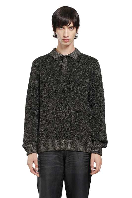 Lurex Wool Polo Sweater
