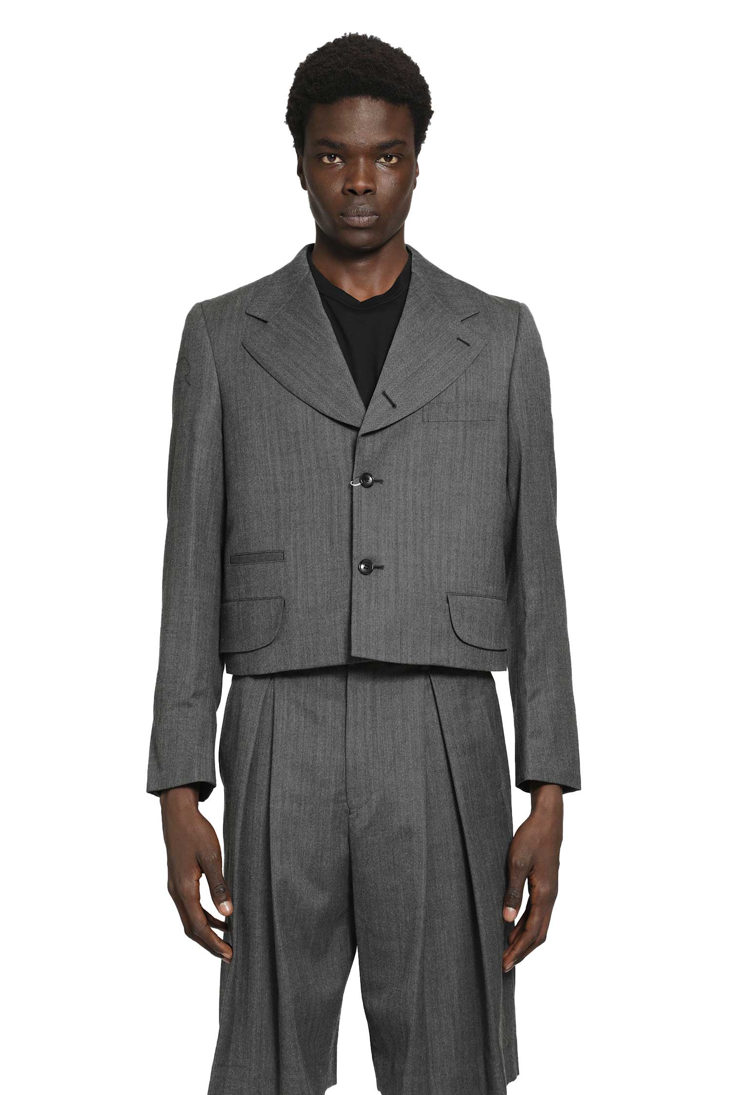 COMME DES GARCONS HOMME PLUS Cropped Blazer in Wool Herringbone man