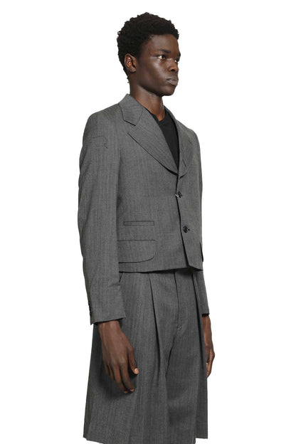 Cropped Blazer in Wool Herringbone
