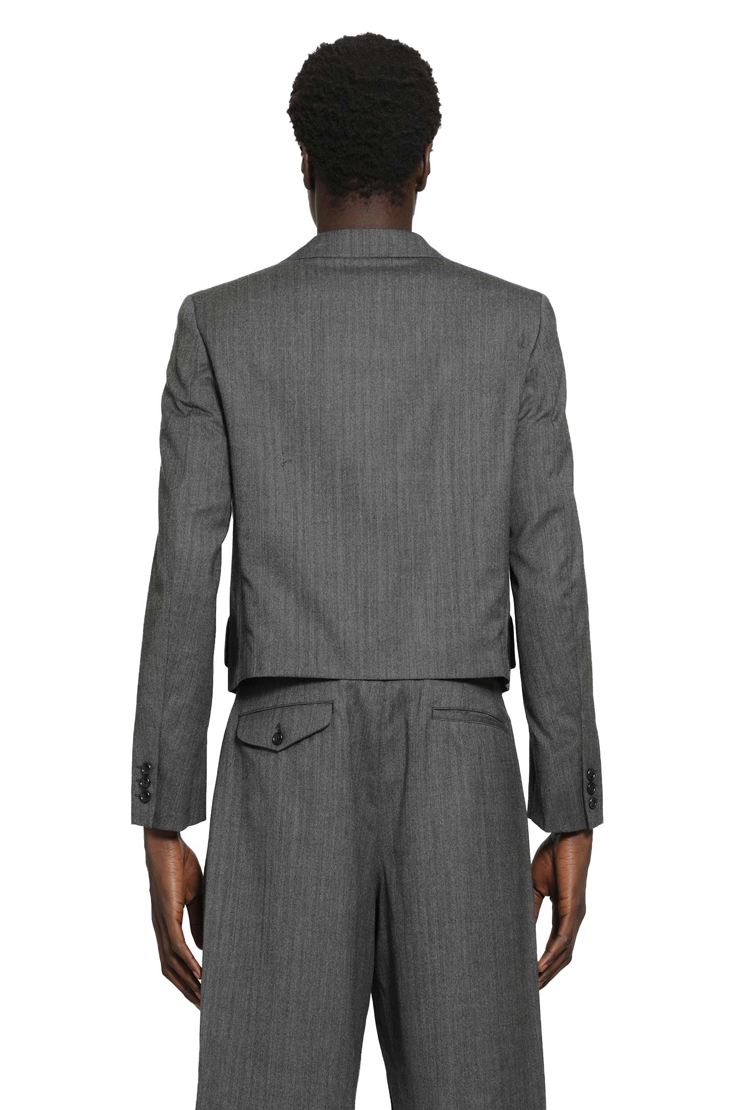 COMME DES GARCONS HOMME PLUS Cropped Blazer in Wool Herringbone man