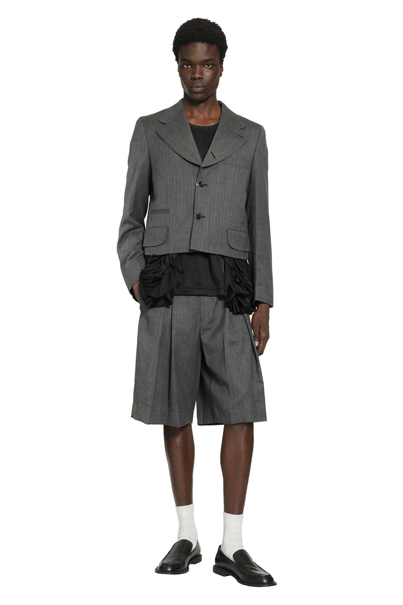 COMME DES GARCONS HOMME PLUS Cropped Blazer in Wool Herringbone man