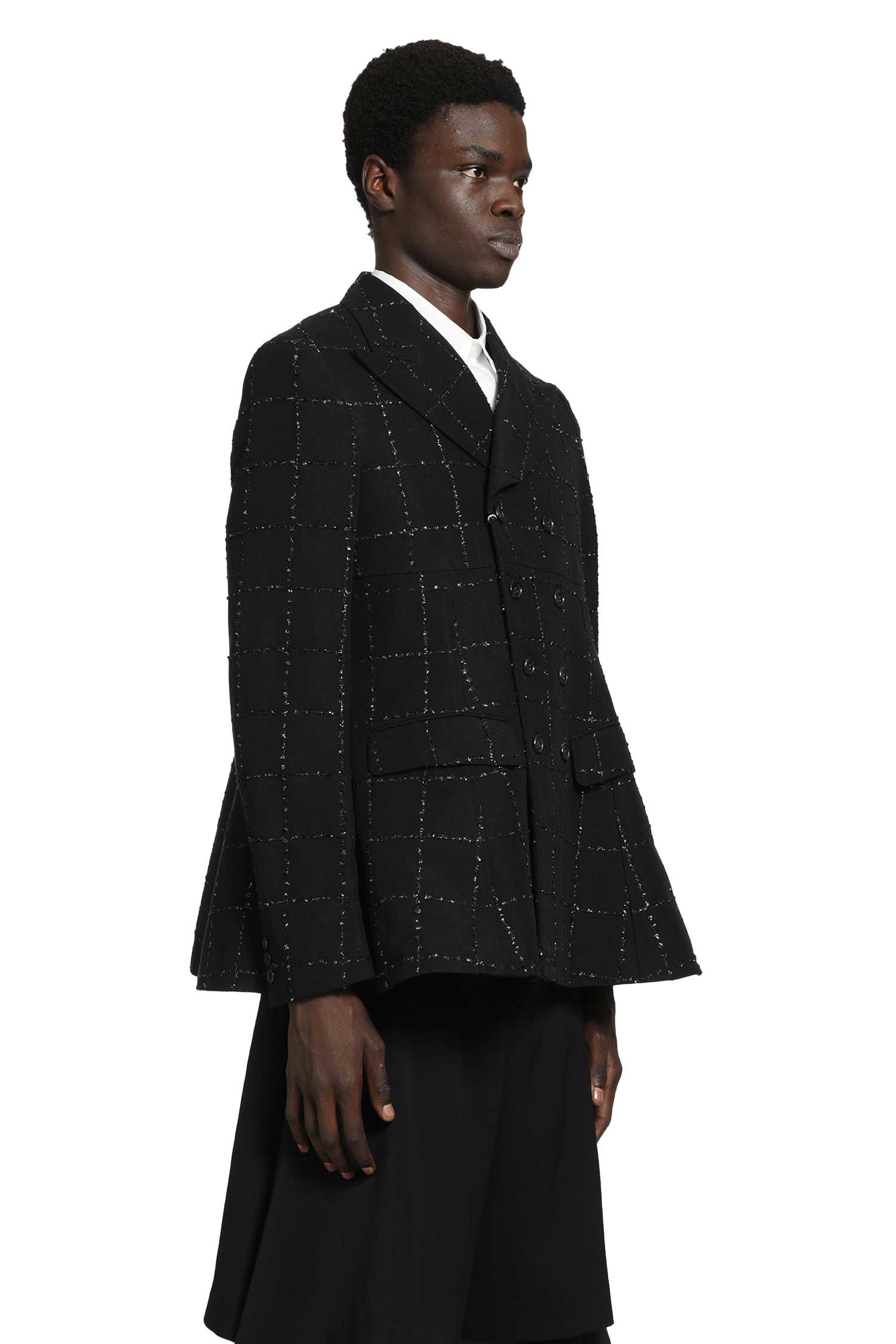 COMME DES GARCONS HOMME PLUS Lurex Check Peplum Blazer man