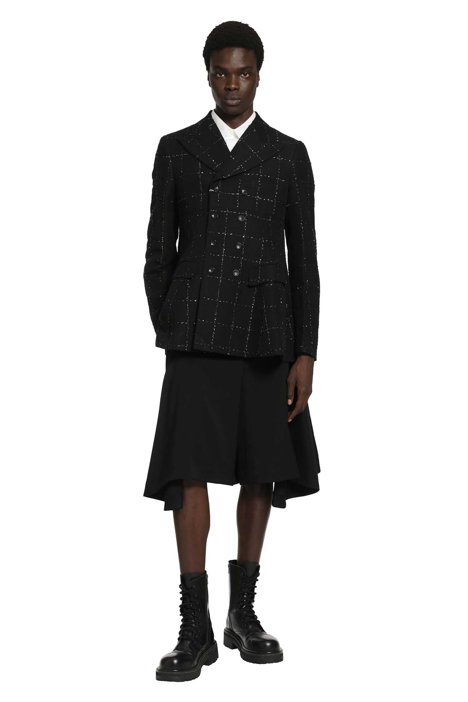 Lurex Check Peplum Blazer