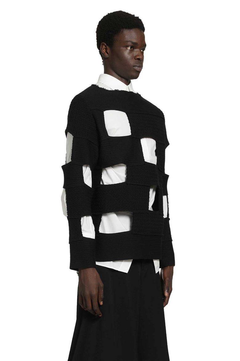 Cut-Out Cotton Nylon Sweater